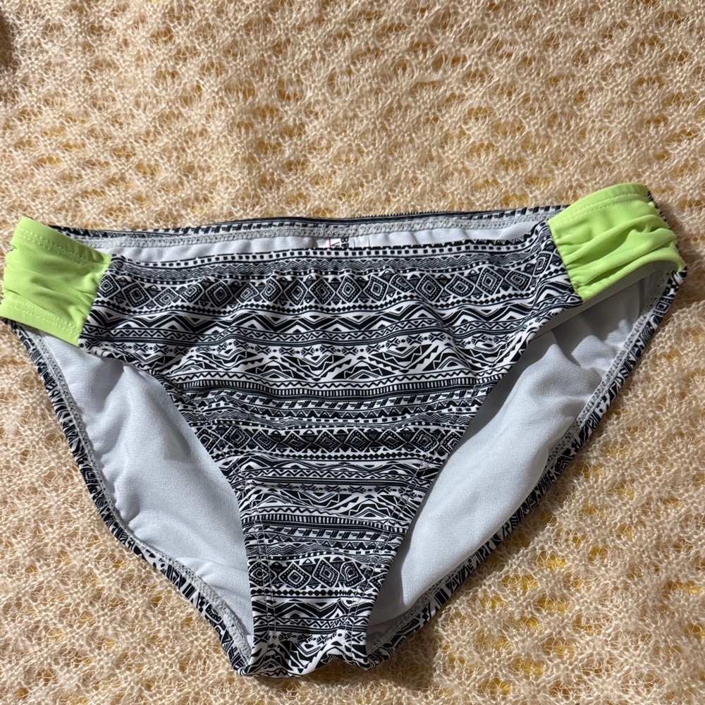 Patterned Swim Bottom with Neon Accents